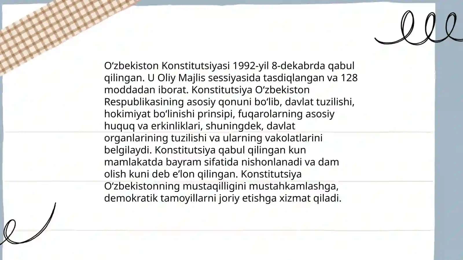 Oʻzbekiston Konstitutsiyasi Qabul Qilinishi 3