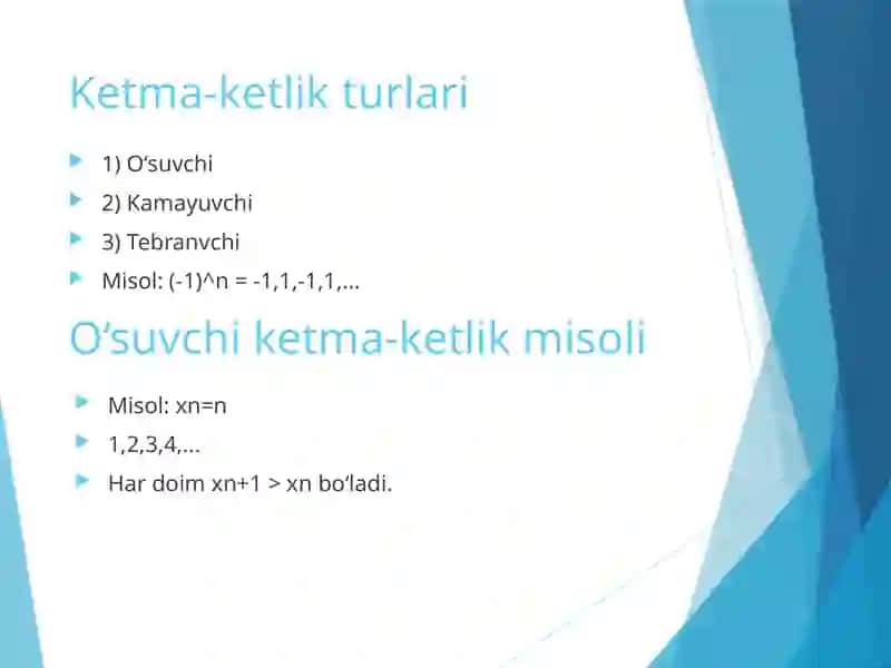 Sonli ketma-ketliklar va ularning limiti 3