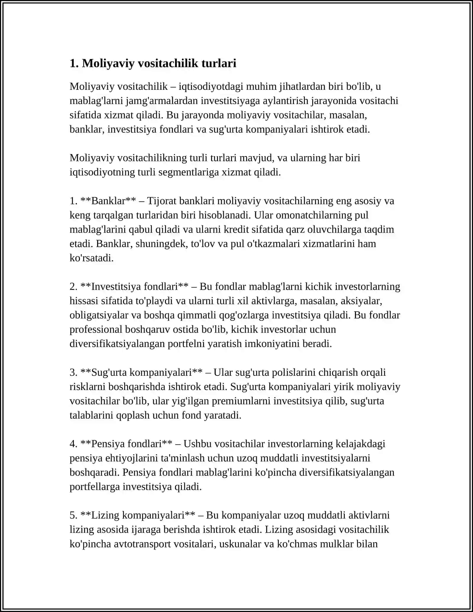 MOLIYAVIY VOSITACHILAR VA ULARNING TURLARI 3