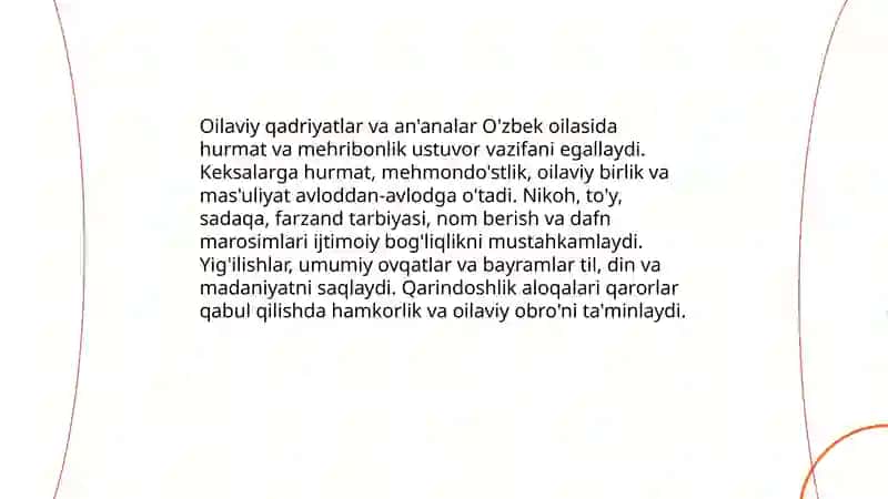Oilaviy qadriyatlar va an'analar 3