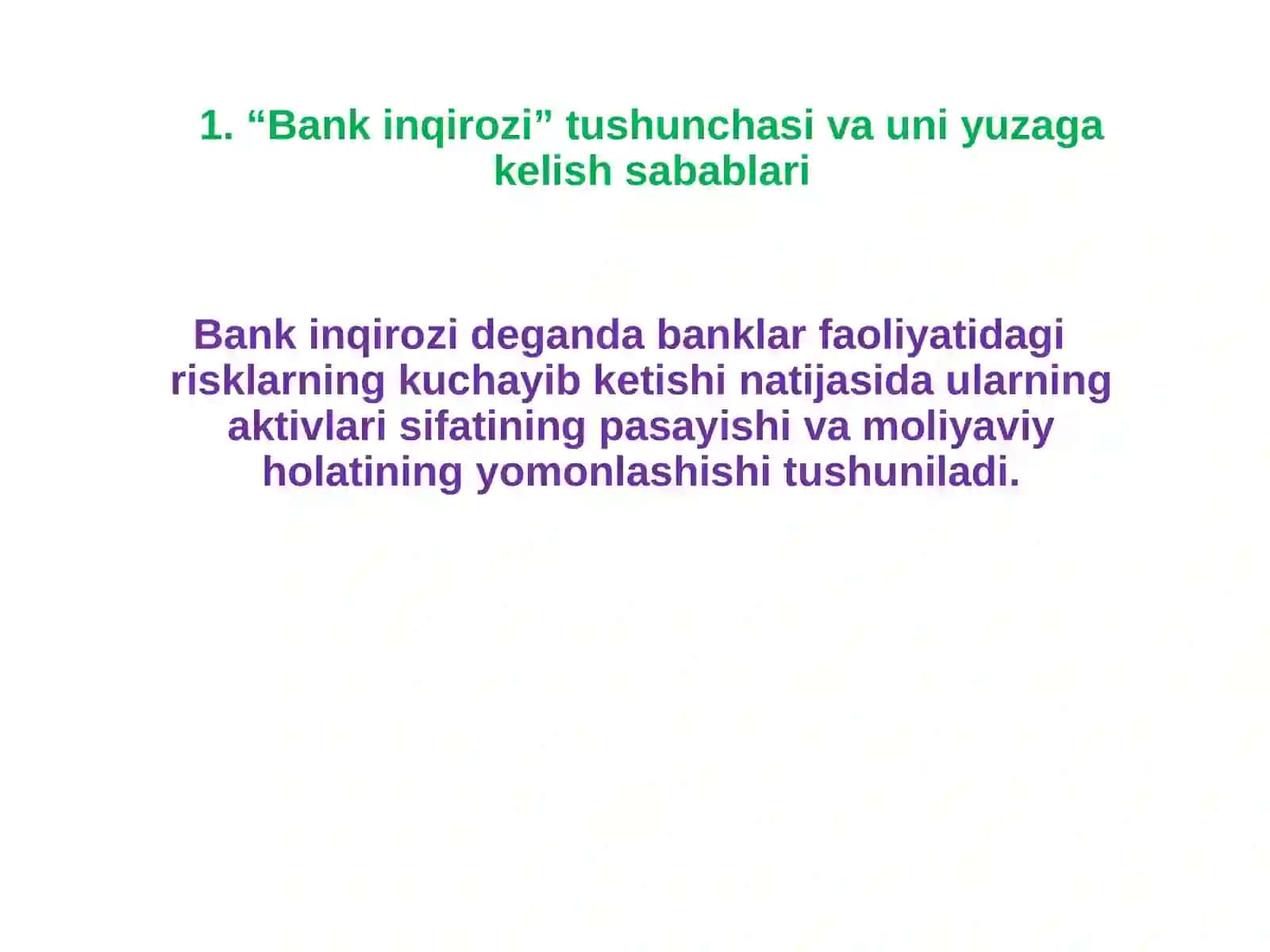 Bank inqirozlari 3