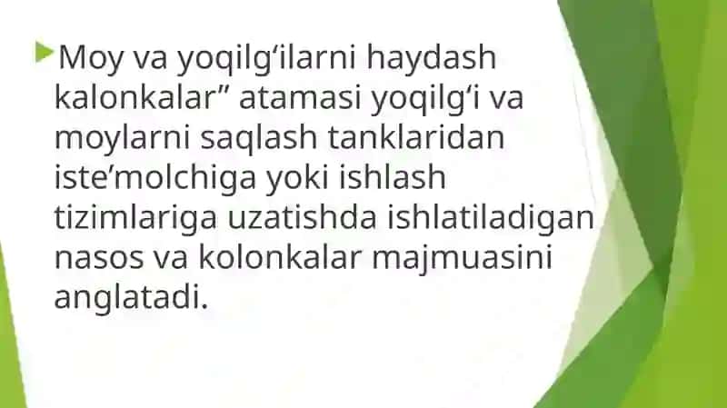 Moy va yoqilg'i haydash kalonkasi haqida. 3