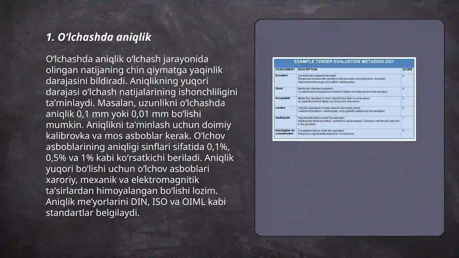 Oʻlchash natijalarini sifat mezonlari 3