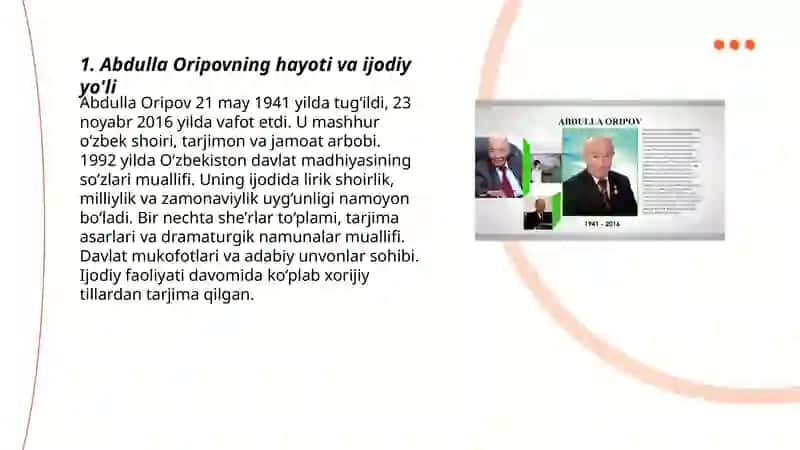 Abdulla Oripov va uning faoliyati 3