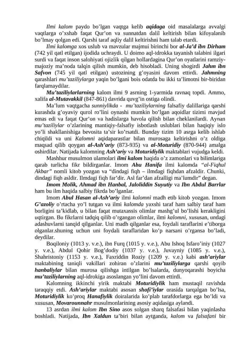 Islom dinining aqidaviy yo`nalishlari va makablari 3