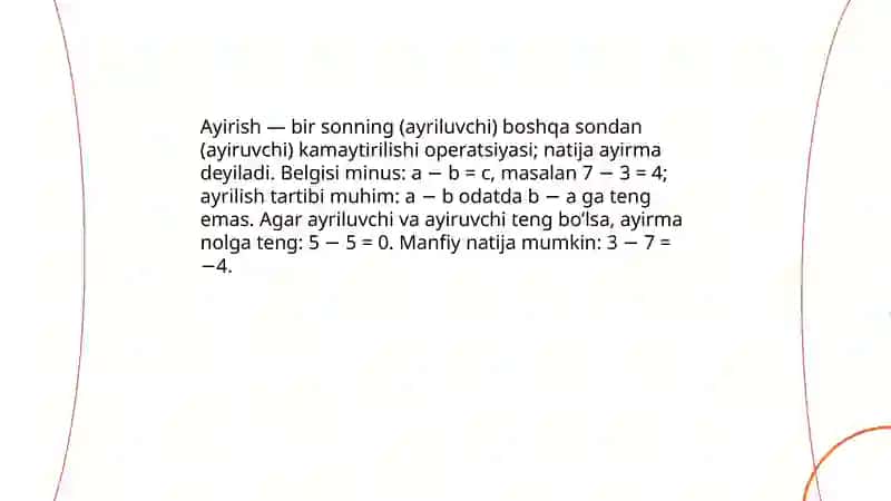 Ayirish va bo'lishning ta'rifi 3