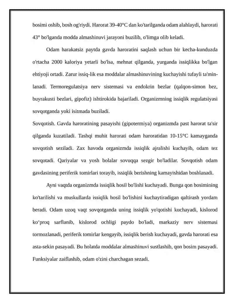 Termometriya. Organizmda issiqlikning idora etilishi 3
