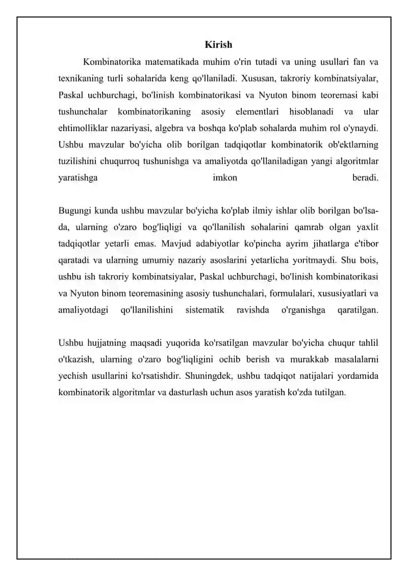 Takroriy kombinatsiyalar 3