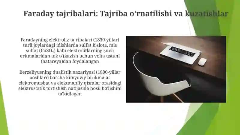 Elektro kimyo(Faradeyning ishlari).Berseliusning dualistik nazariyasi 3
