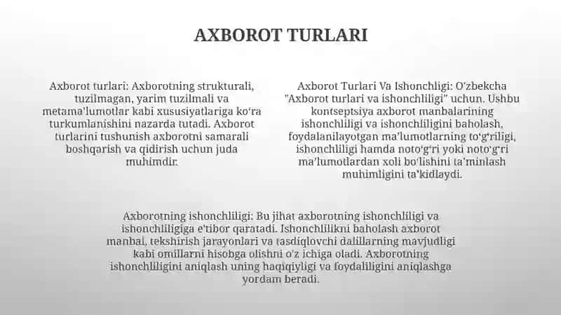 Axborot Turlari Va Ishonchligi 3