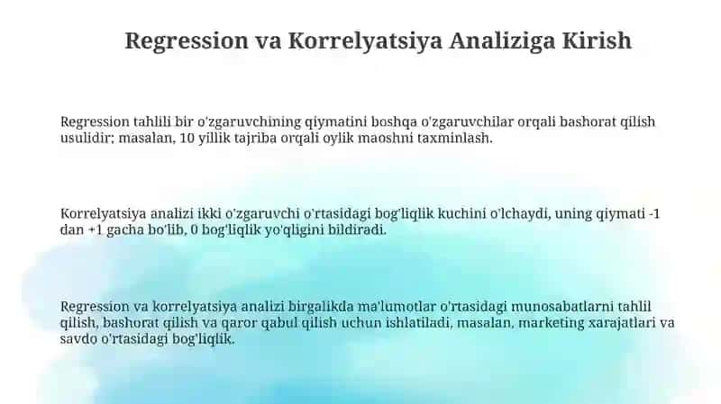 Regression va Korrelyatsiya Analizi 3