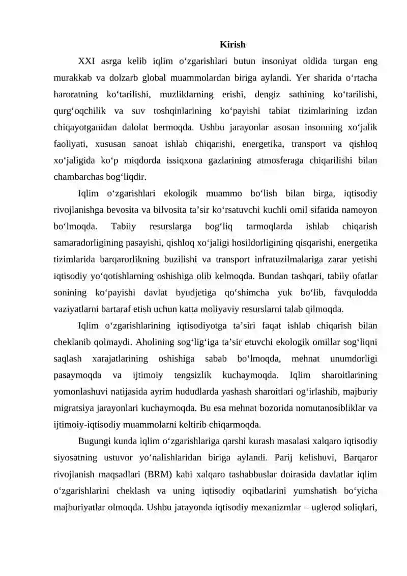 Iqlim o'zgarishlari va uning iqtisodiyotga tasiri 3