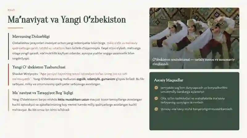 Yangi Oʻzbekistonda amalga oshirilayotgan maʼnaviy oʻzgarishlar 3
