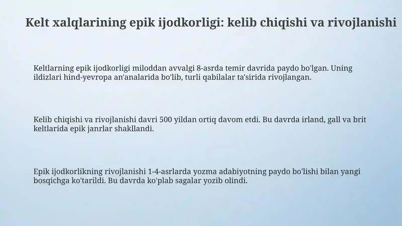Kelt xalqlarining epik ijodkorligi 3