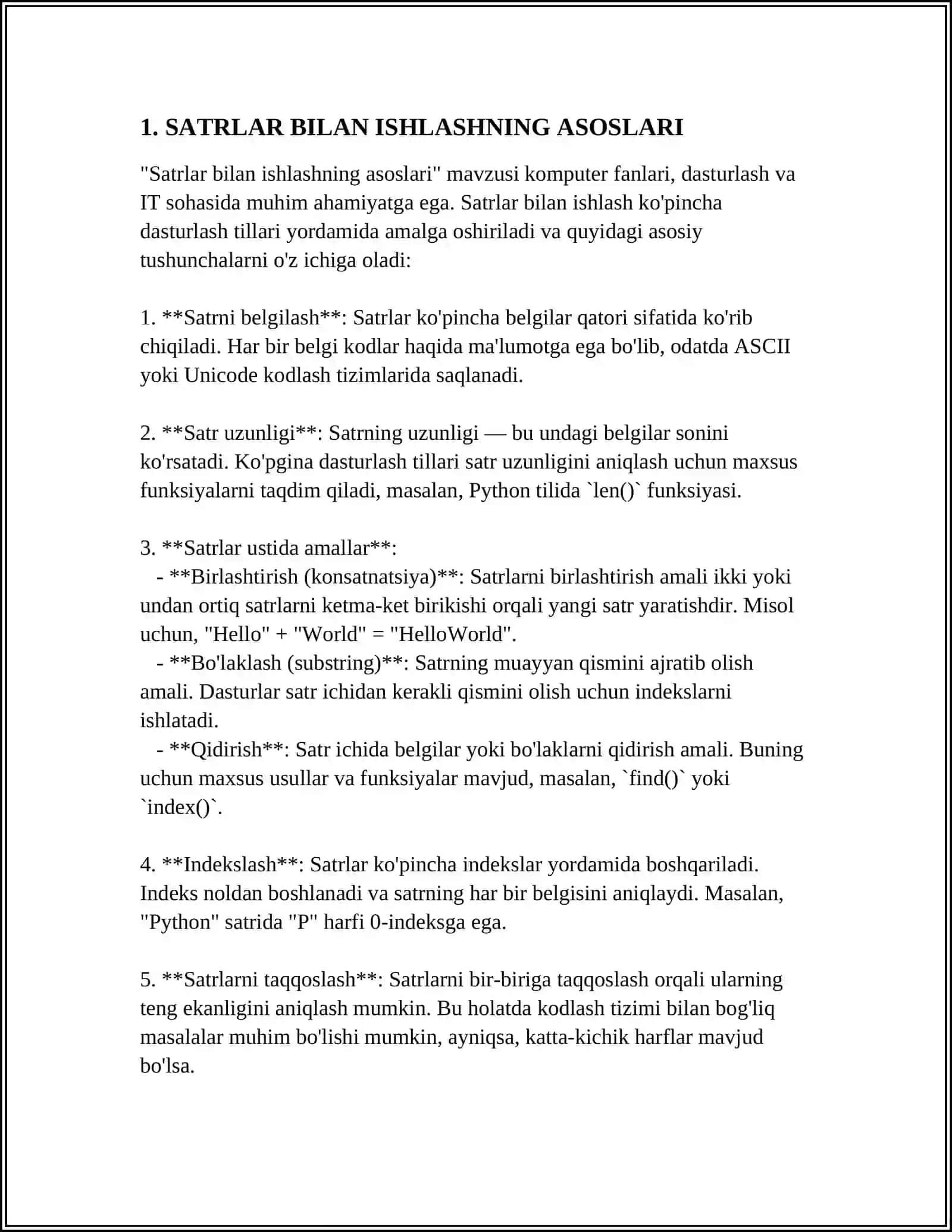 SATRLAR BILAN ISHLASH 3