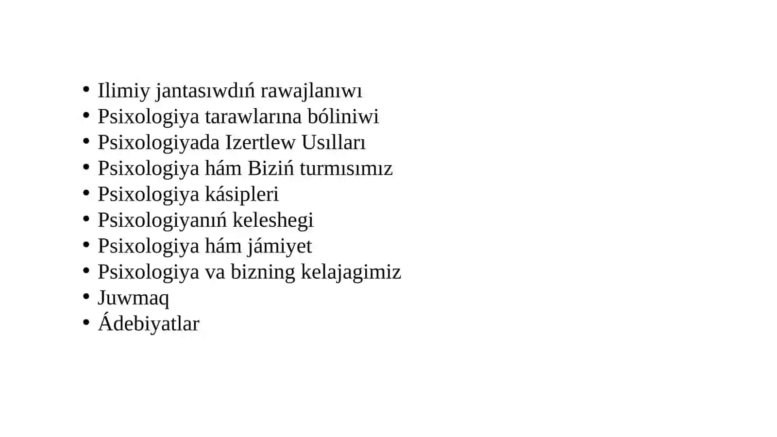 Psixologiyanıń Pán sıpatında qáliplesiwi 3