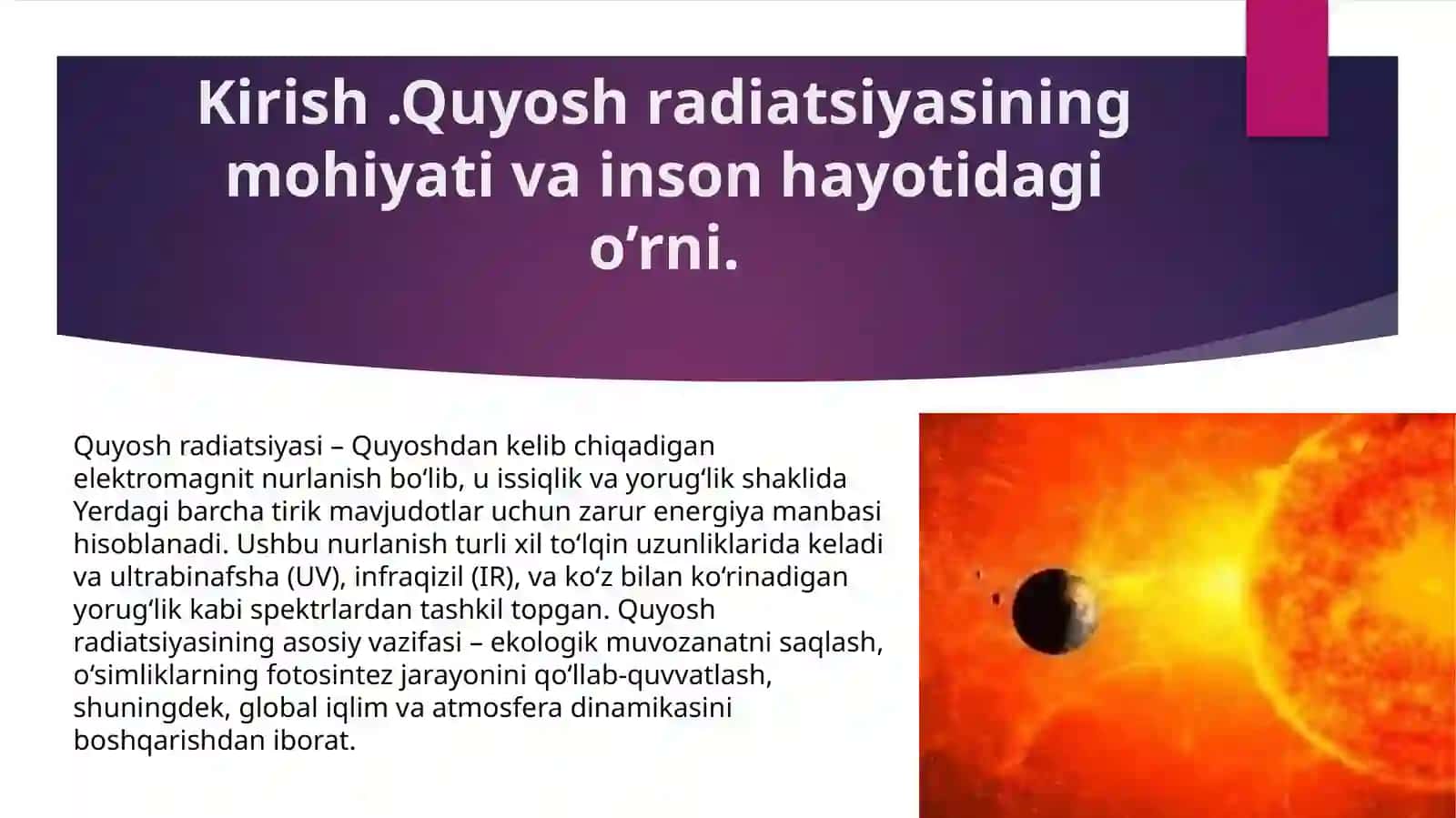 Quyosh radiatsiyasininggigiyenikahamiyati 3