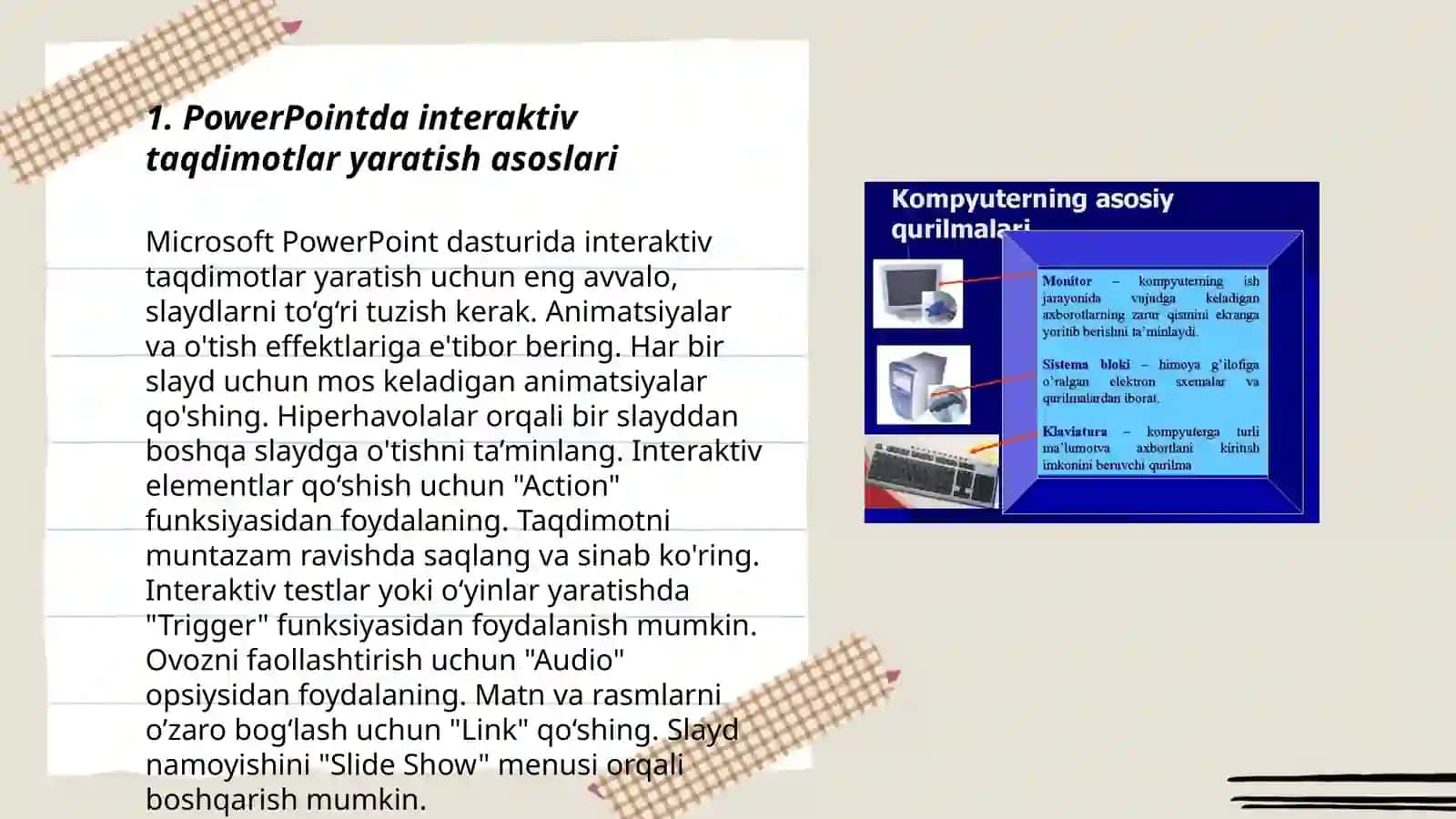 PowerPointda interaktiv taqdimotlar yaratish asoslari 3
