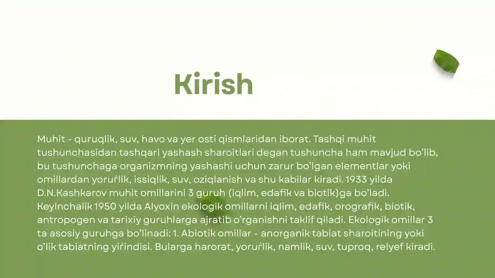 EKOLOGIK OMILLAR VA ULARNING ORGANIZMLARGA TA’SIRI 3