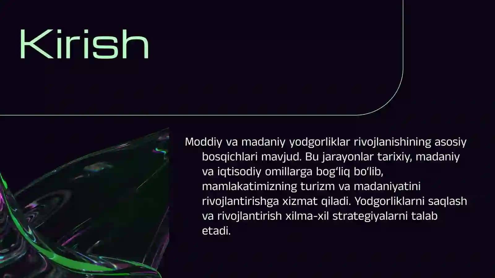 Moddiy va madaniy yodgorliklarni rivojlanish boshqichlari 3