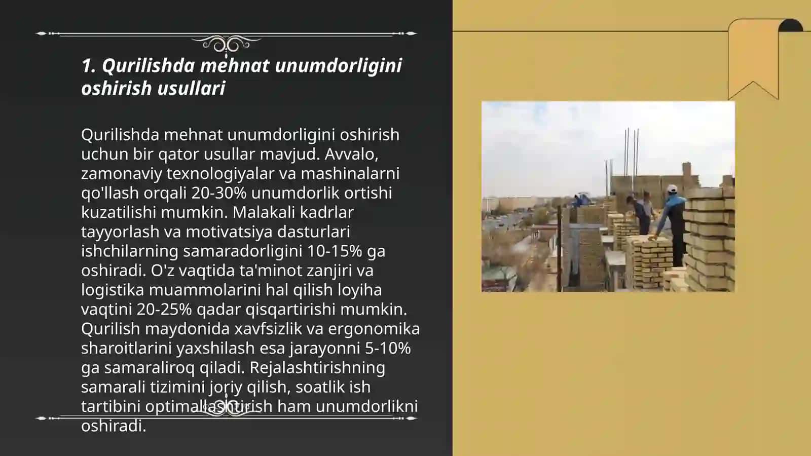 Qurilishda mehnat unumdorligini baholash 3