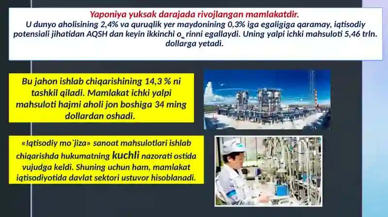 XX- XXI asrlarda Yaponiyaning iqtisodiy moderinzatsiya va texnologik rivoji 3