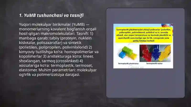 Yuqori malekulyar birikmalar.YuMB eritmalarining xossalari 3