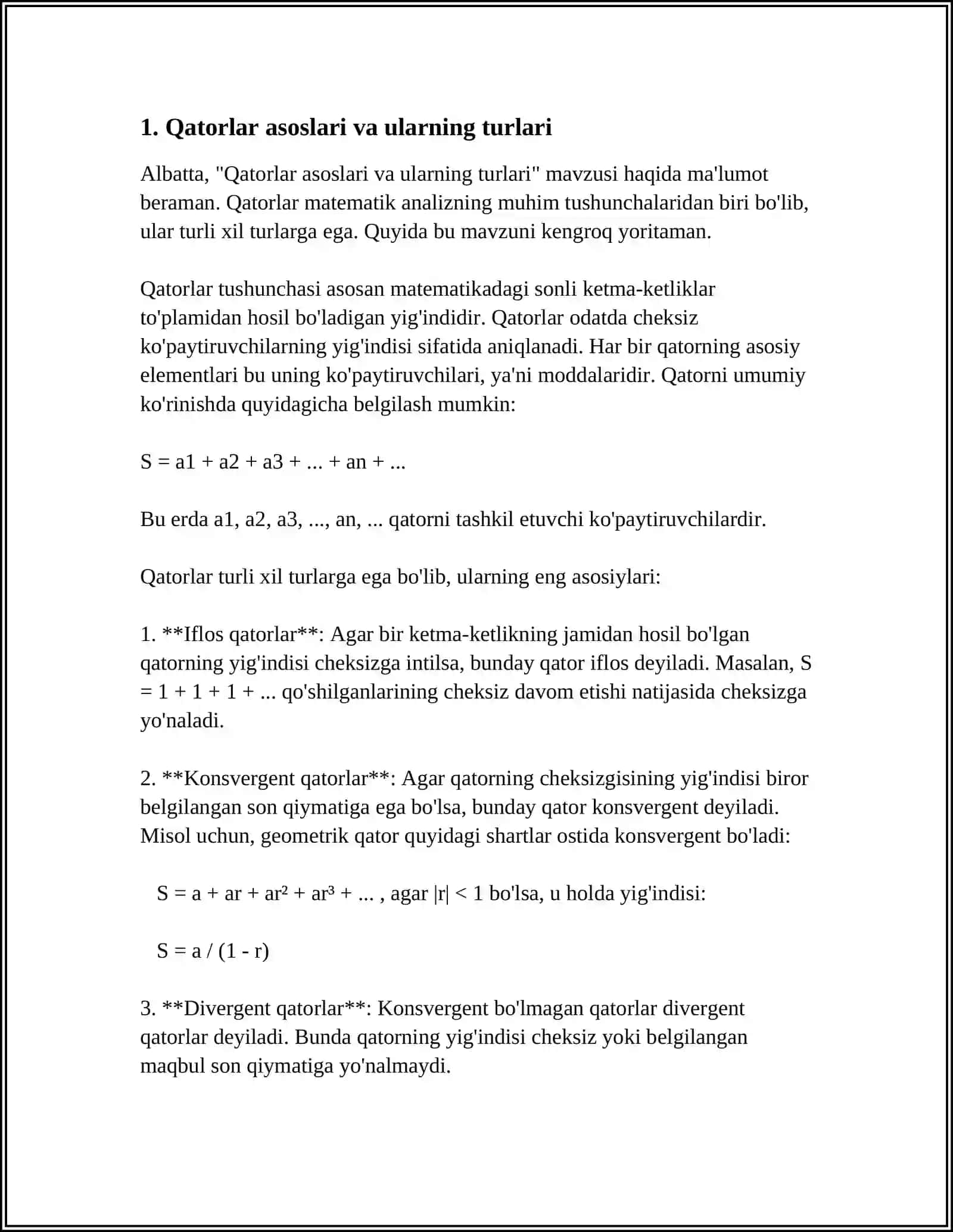 ELEKTR ZANJINLAR TAHLILIDA QATORLAR TATBIQLARI 3