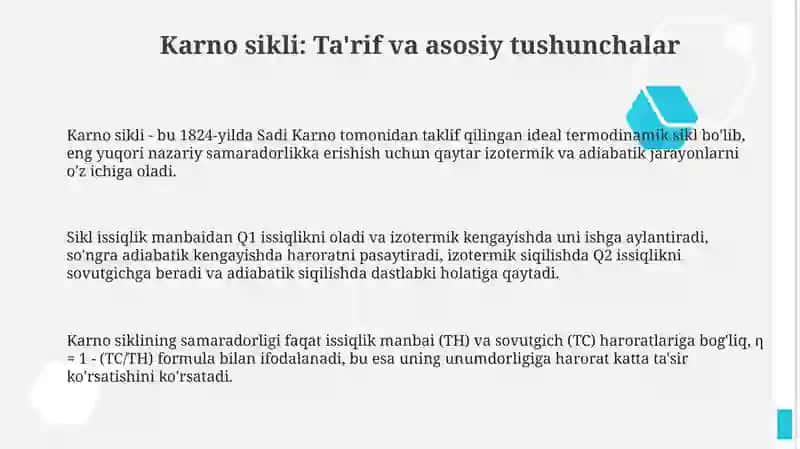 Karno sikli va uning foydali ish koeffisenti 3