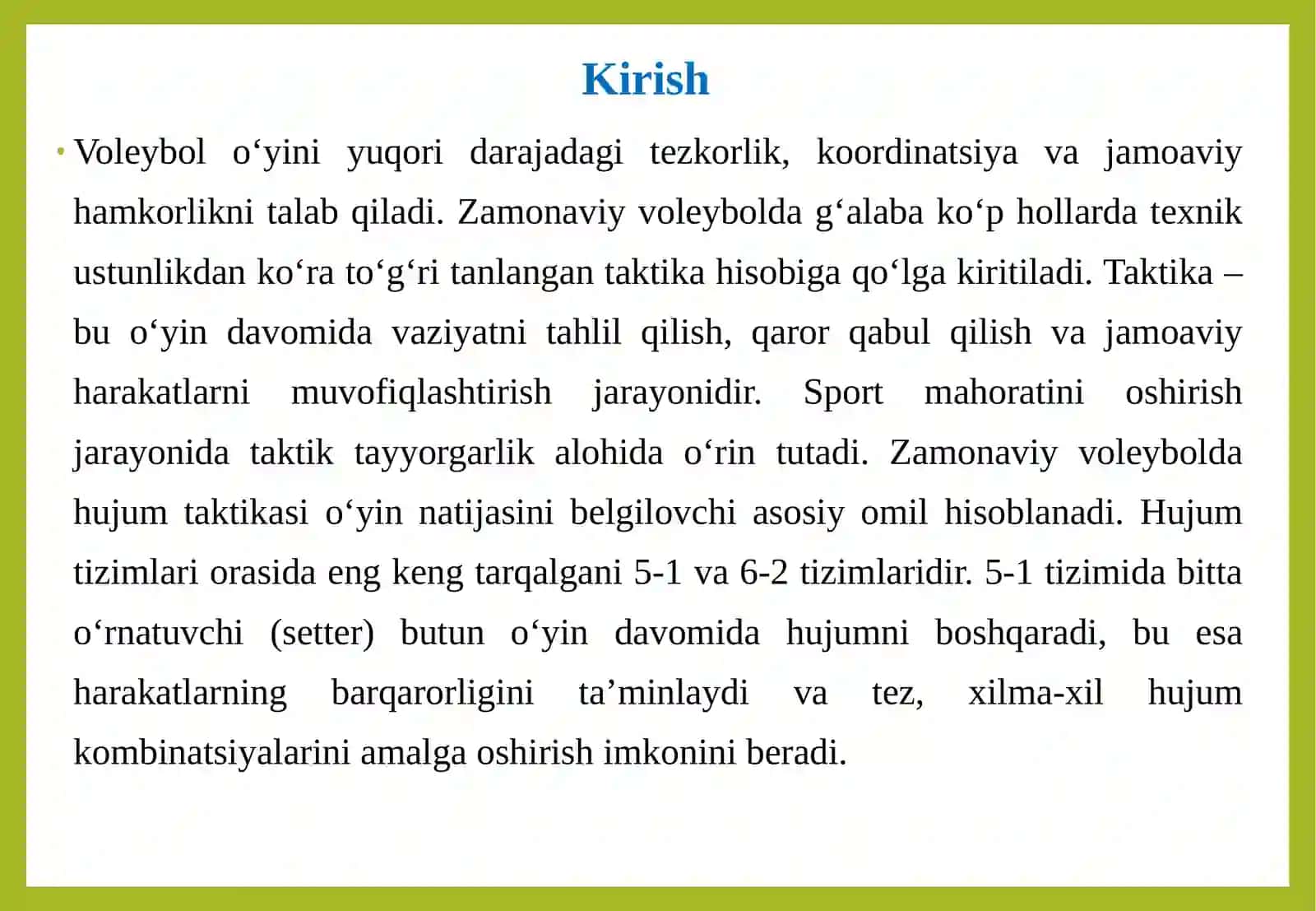 Voleybol o‘yini taktikasi 3