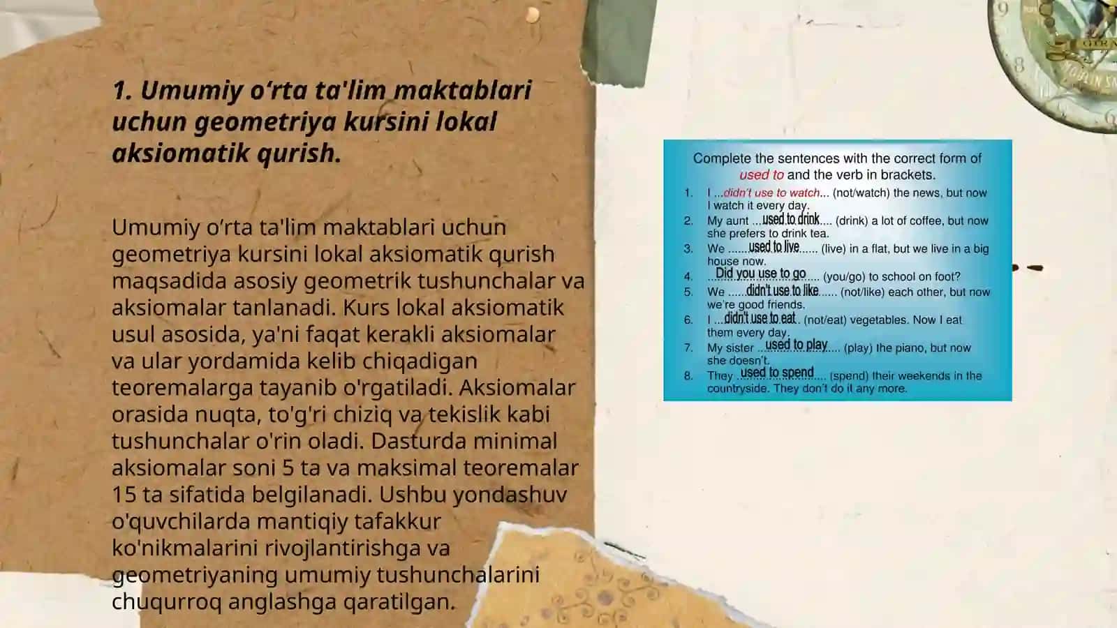 Geometriya kursini qurish muammolar 3