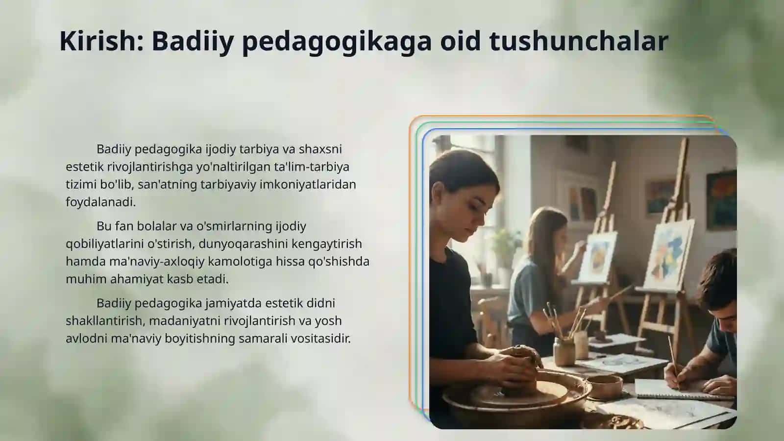 baddiy pedagogika fanining maqsad vazifalari va mazmuni 3