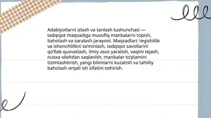 Adabiyotlarni izlash va tanlash 3