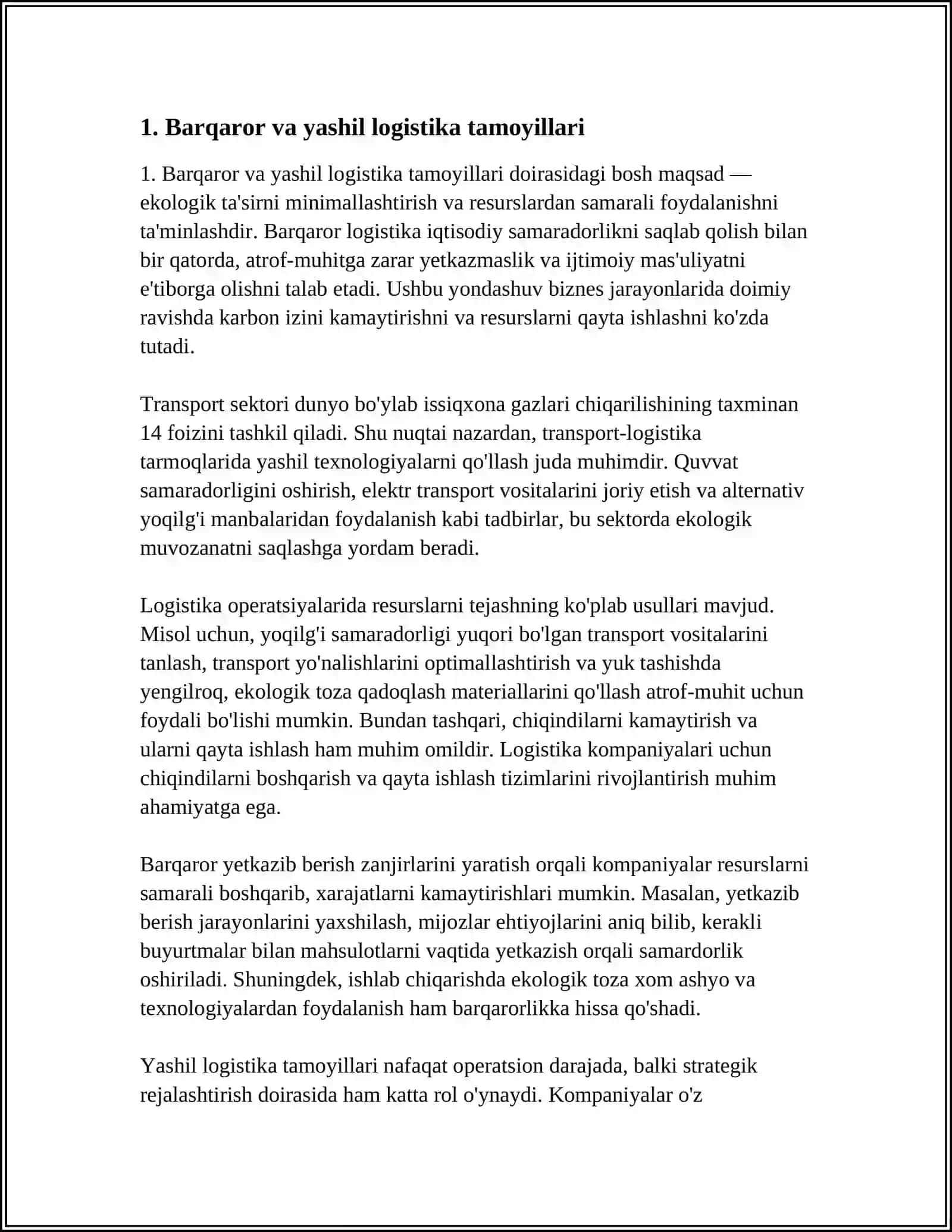 SUSTAINABLE AND GREEN LOGISTICS 3