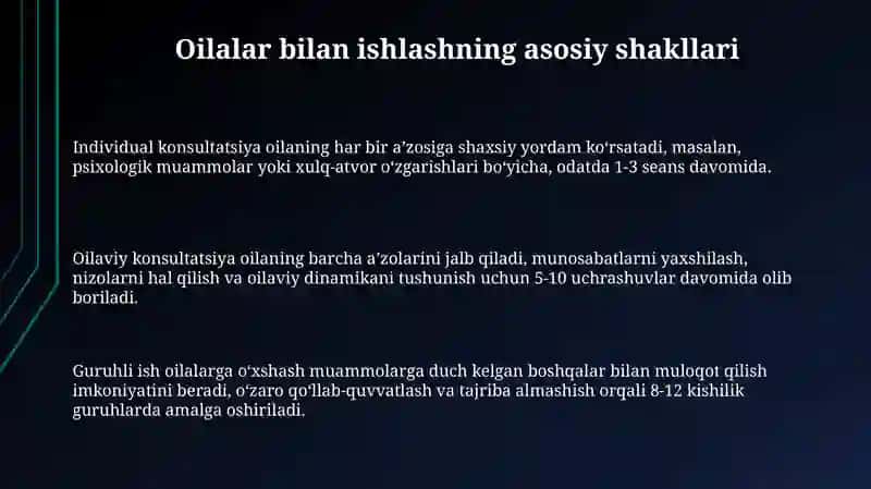 Oila bilan ishlashning asosiy shakllari 3