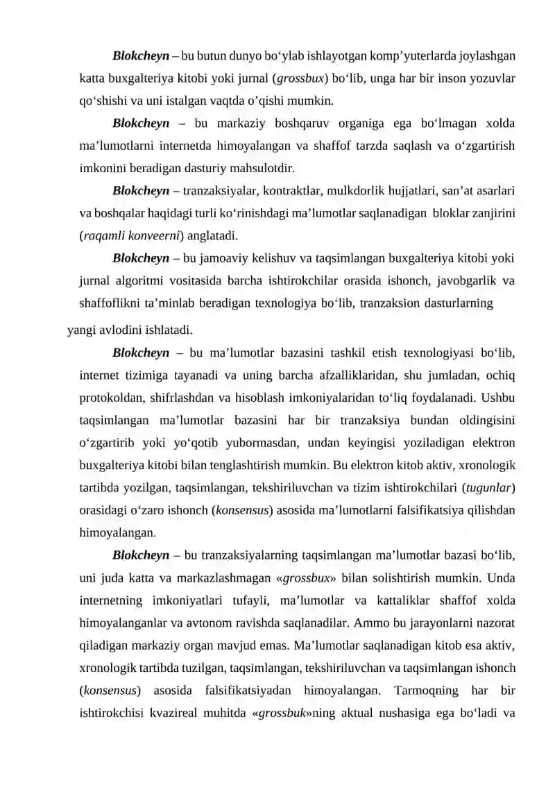Blokcheyn texnologiyalari, uning yaratilishi va ishlatilishi 3