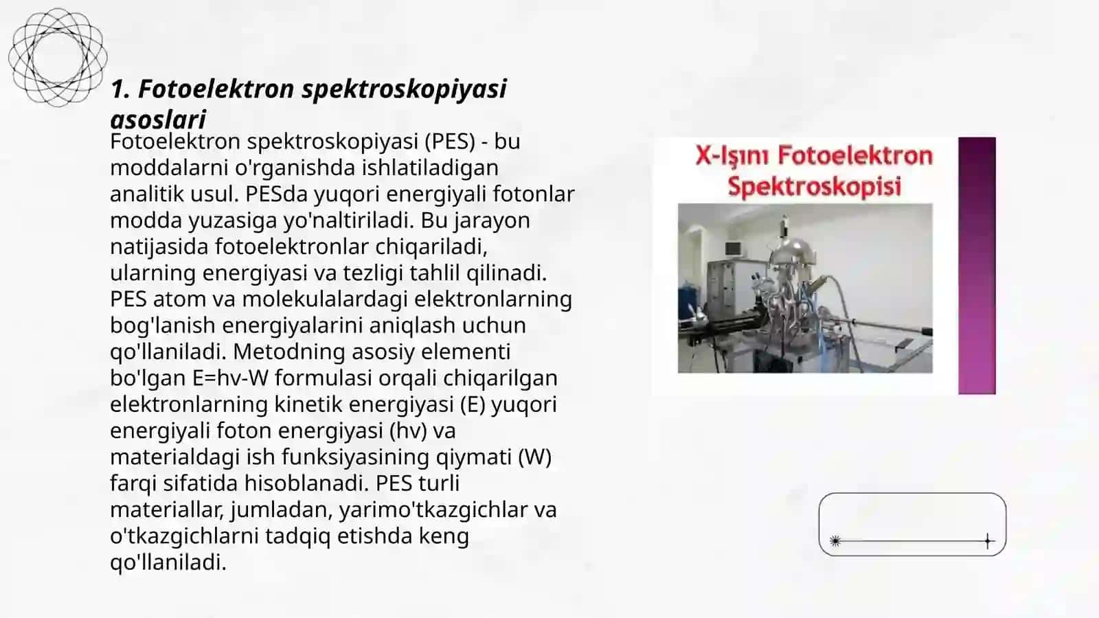 Fotoelektron (FES)va rentgenoelektron (FES) spektroskopiyasi 3