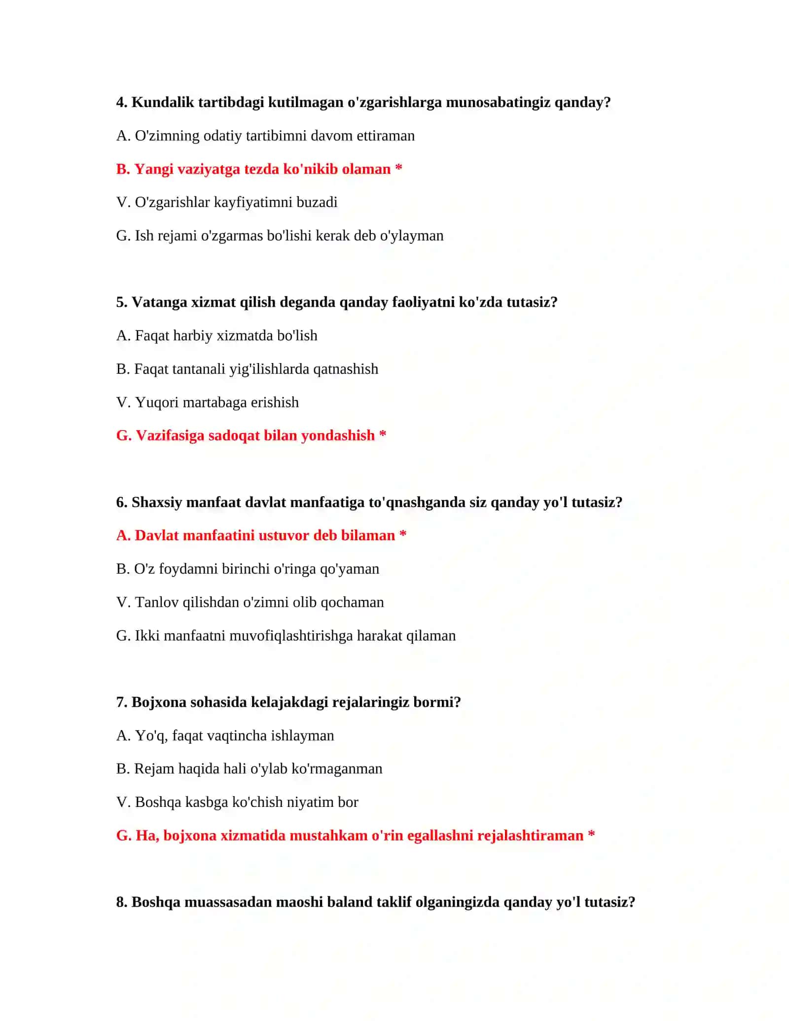 Bojxona testlar bazasi 3