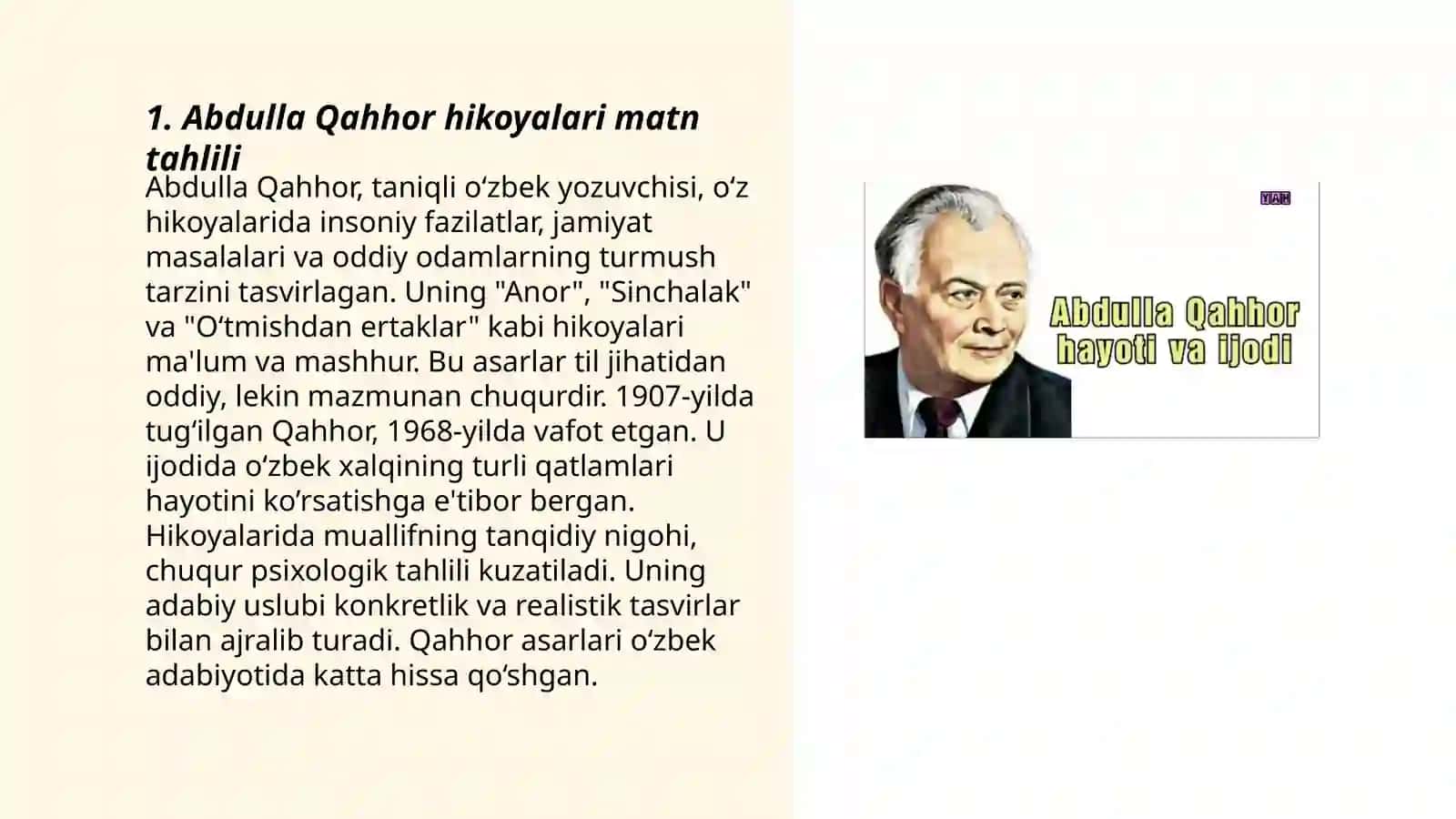 Abdulla Qahhor hikoyalari metodi 3