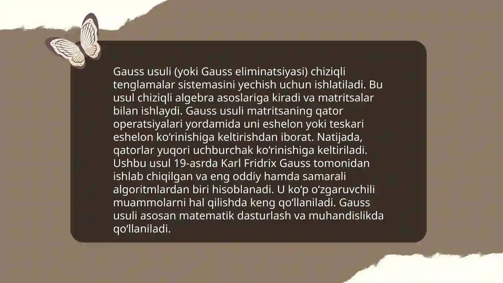 Chiziqli tenglamalar yechishning usullari 3