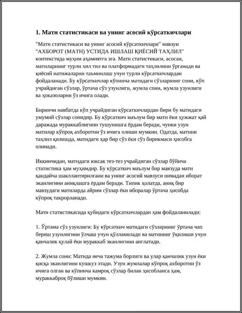 Матн статистикаси ва унинг асосий кўрсаткичлари 3