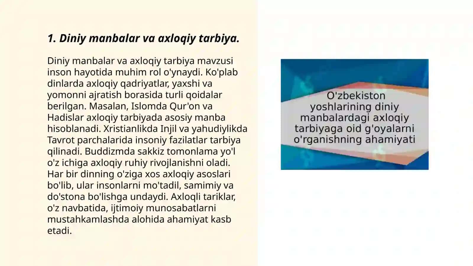 Axloqiy Tarbiya va Diniy Manbalar 3