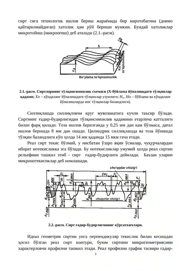 Деталларнинг ишчи сиртлари ва уларни уриниш 3