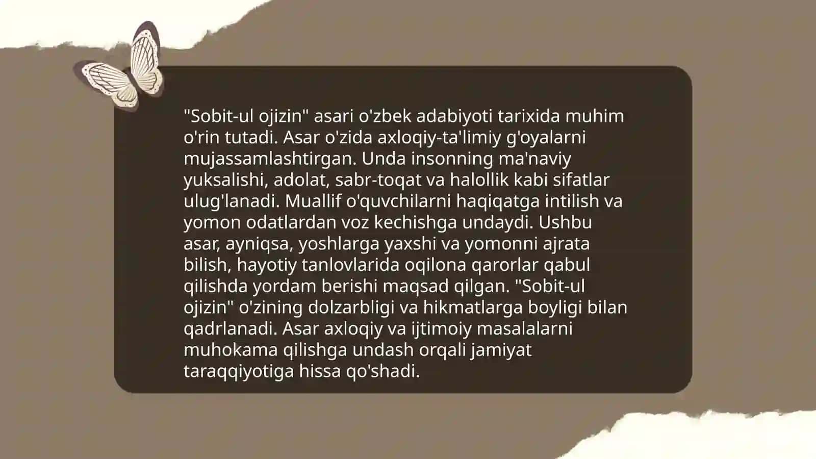 Sabot-ul ojizin asarida e'tiqod masalalari 3