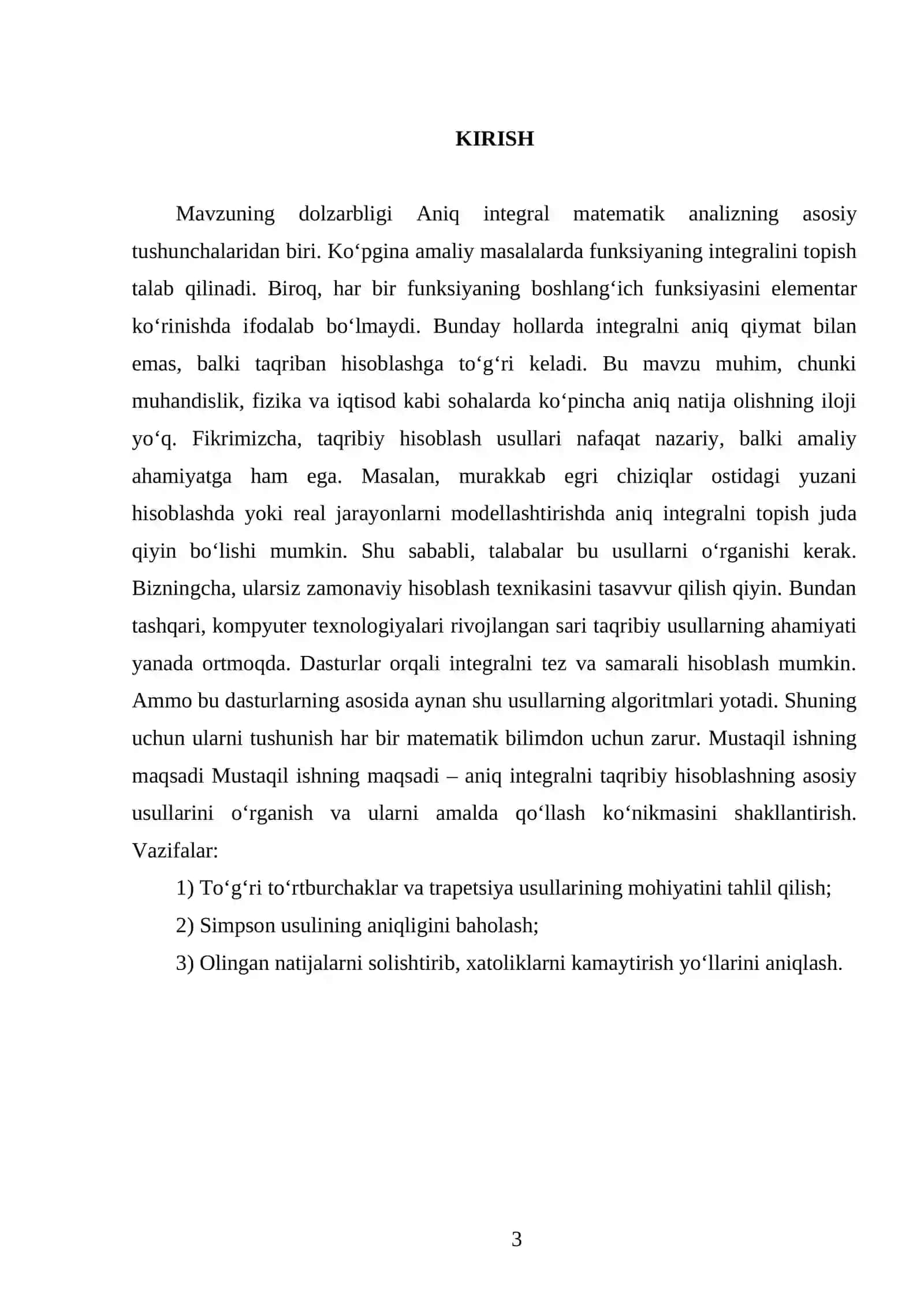 Aniq integralni taqribiy hisoblash 3