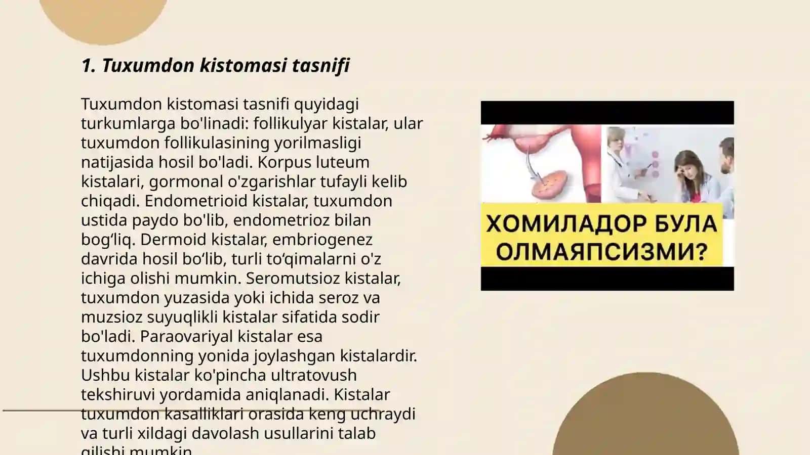 Tuxumdon kistomasi 3