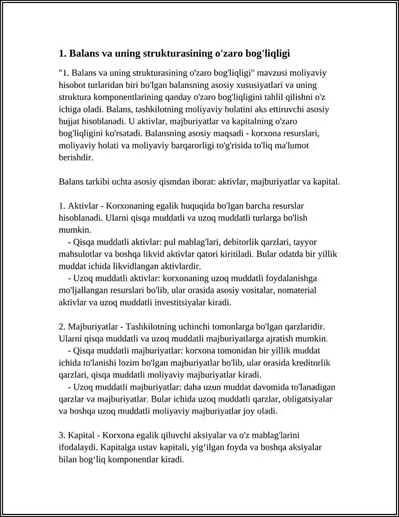 Balans va uning strukturasining o'zaro bog'liqligi 3