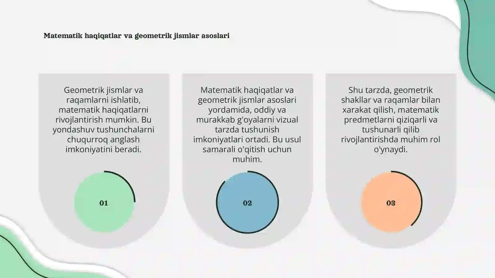 Matematik haqiqatlar va geometrik jismlar 3