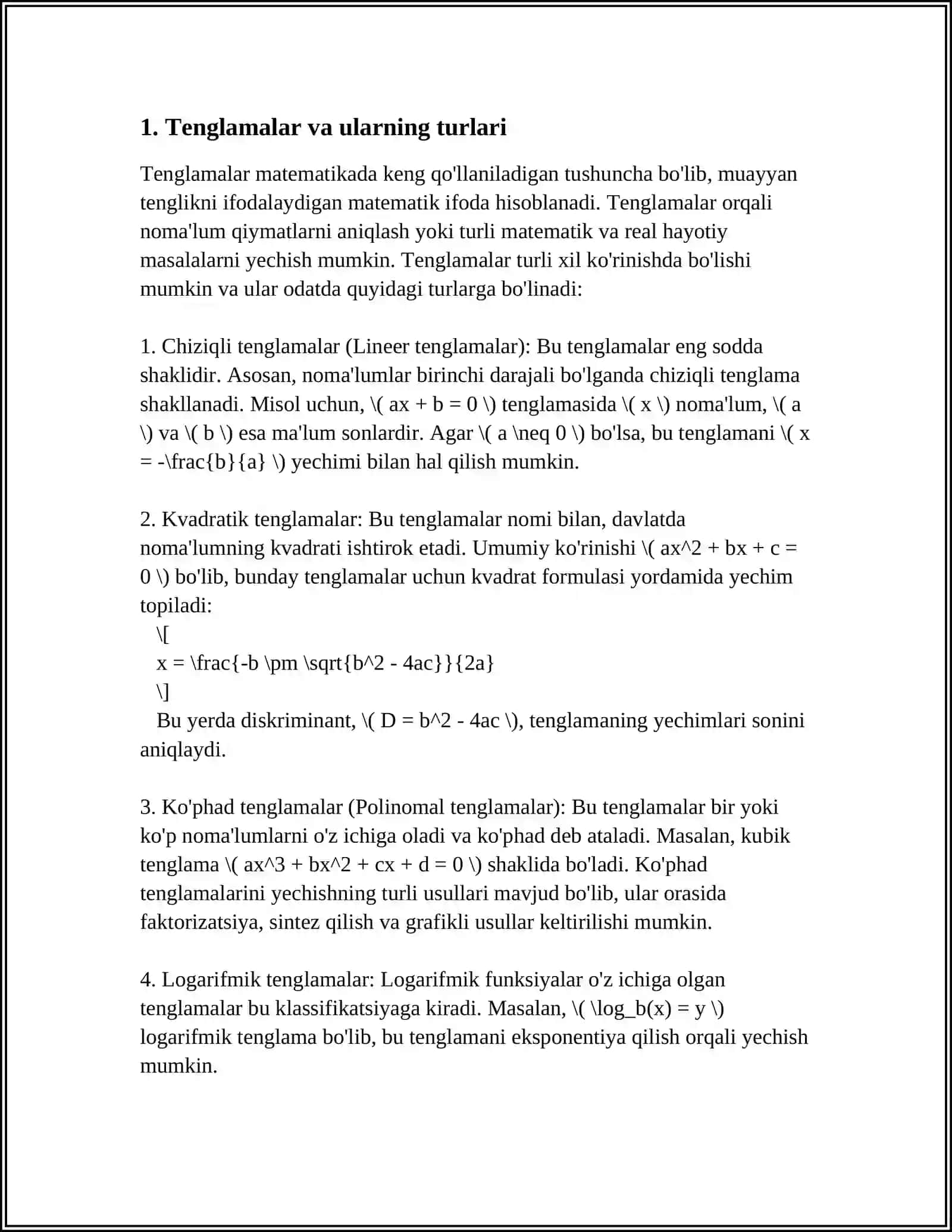 KO'RSATKICHLI TENGLAMALAR 3