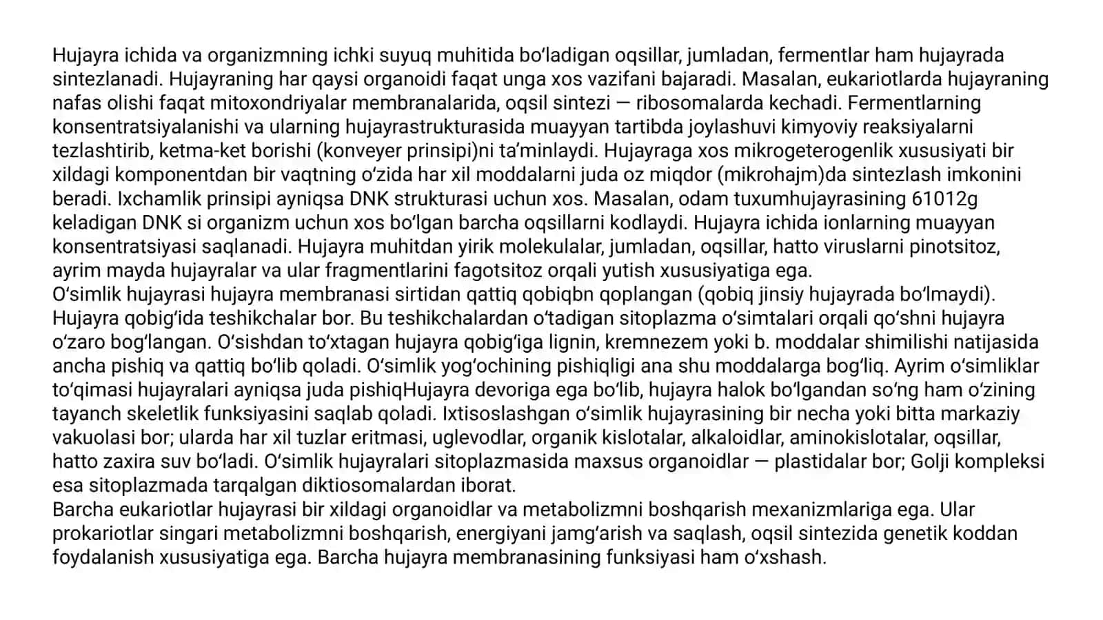 Hujayralarning tuzilishi 3